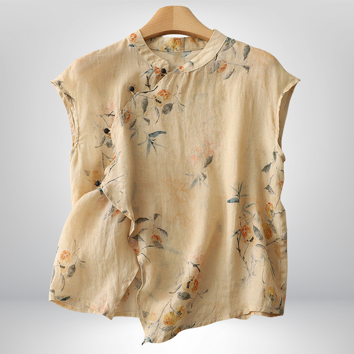 Lydia™ | Lniana bluzka w kwiaty