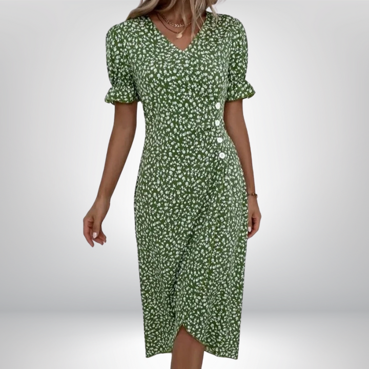 Rosa | Stylowa kwiatowa sukienka kopertowa z dekoltem V