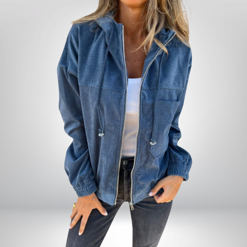 Marta™ | Sztruksowa Bluza z Kapturem na Zamek