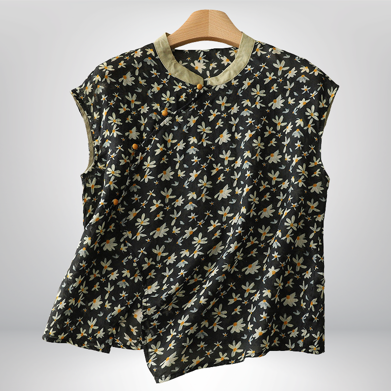 Lydia™ | Lniana bluzka w kwiaty