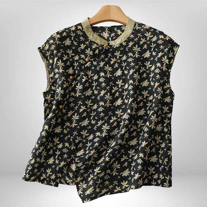 Lydia™ | Lniana bluzka w kwiaty