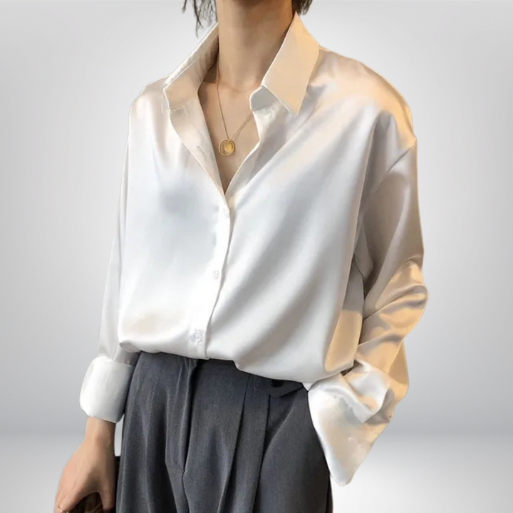 Olive™ | Satynowa bluzka o eleganckim kroju z subtelnym połyskiem