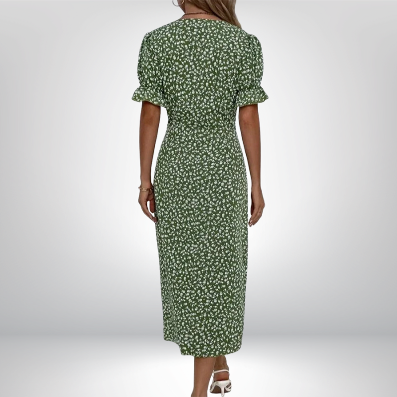 Rosa | Stylowa kwiatowa sukienka kopertowa z dekoltem V