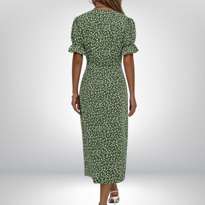 Rosa | Stylowa kwiatowa sukienka kopertowa z dekoltem V