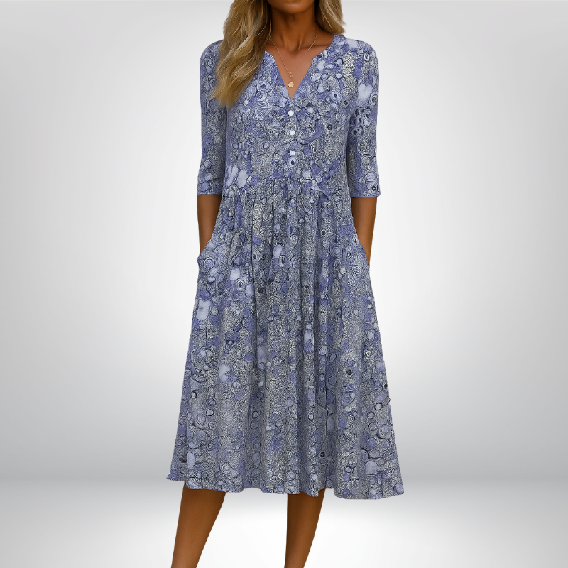 Marilyn™ | Sukienka midi w paisley z guzikami