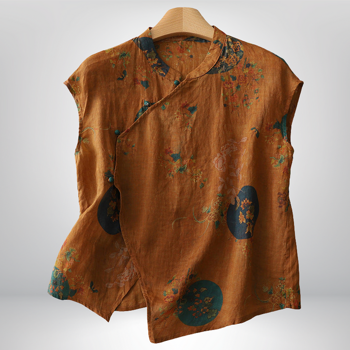 Lydia™ | Lniana bluzka w kwiaty