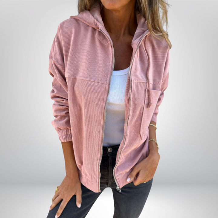 Marta™ | Sztruksowa Bluza z Kapturem na Zamek