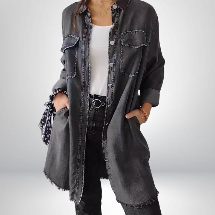 Zara™ | Długa koszulowa kurtka jeansowa