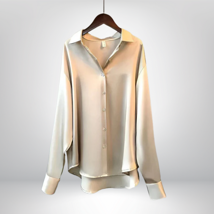 Olive™ | Satynowa bluzka o eleganckim kroju z subtelnym połyskiem