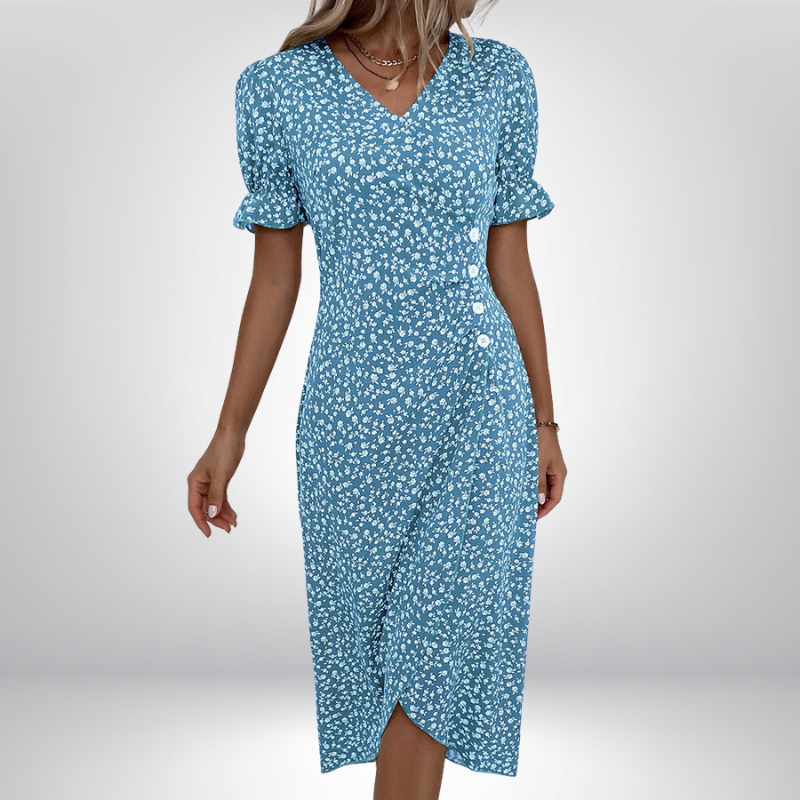 Rosa | Stylowa kwiatowa sukienka kopertowa z dekoltem V