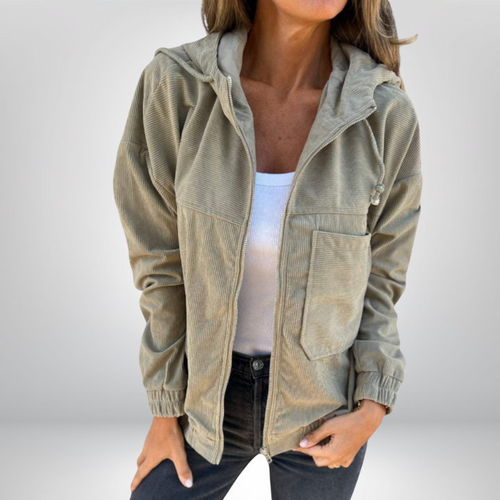 Marta™ | Sztruksowa Bluza z Kapturem na Zamek