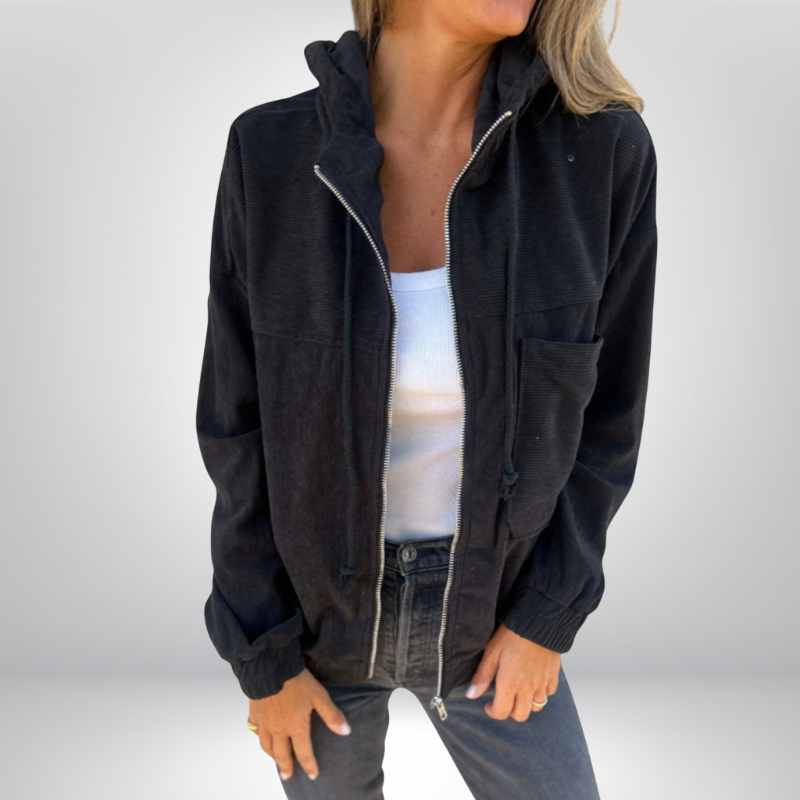 Marta™ | Sztruksowa Bluza z Kapturem na Zamek