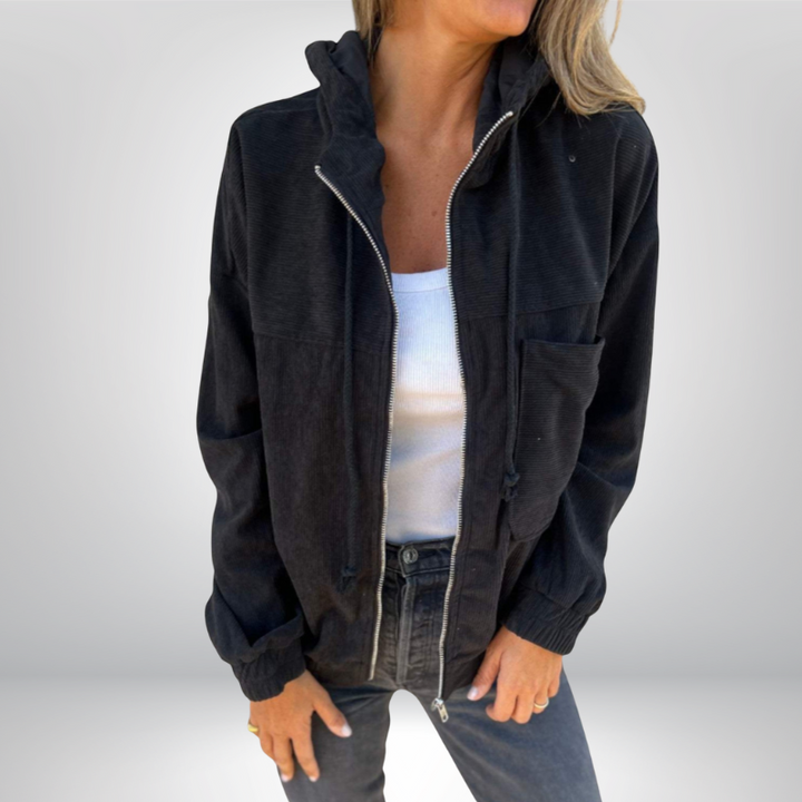 Marta™ | Sztruksowa Bluza z Kapturem na Zamek