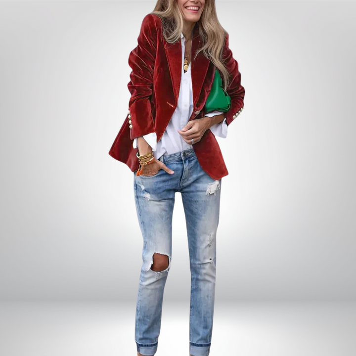 Veronica™ | Aksamitna marynarka taliowana