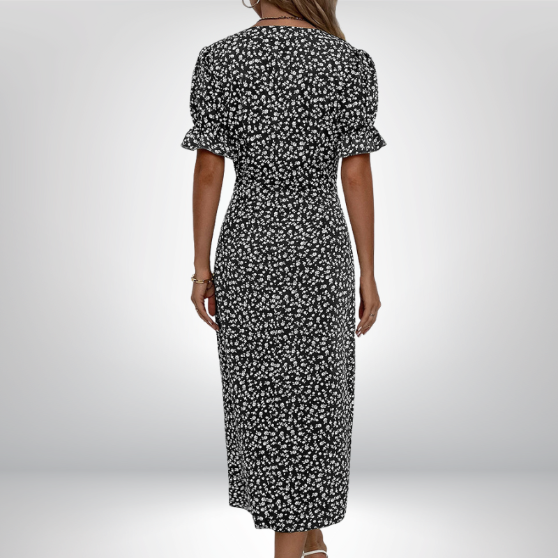 Rosa | Stylowa kwiatowa sukienka kopertowa z dekoltem V