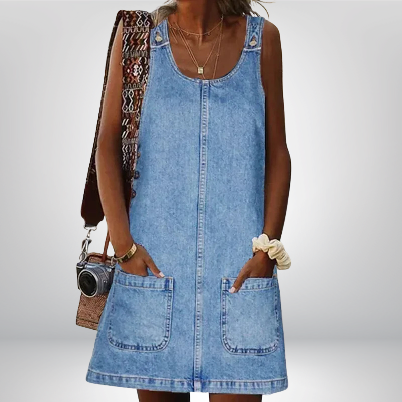 Tina™ | Jeansowa sukienka z kieszeniami