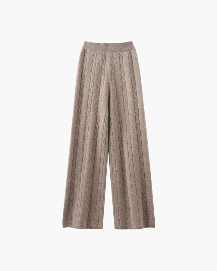 Monika | Dzianinowe Spodnie z Prostą Nogawką