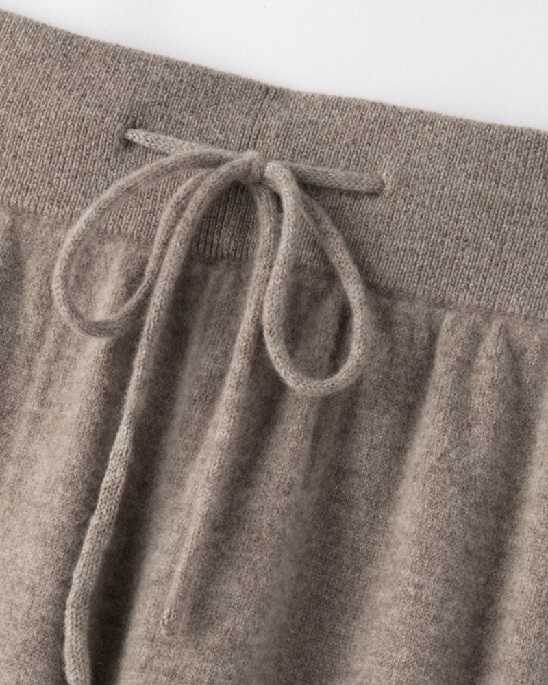 Elwira | Dzianinowe Spodnie z Nogawką Zwężaną