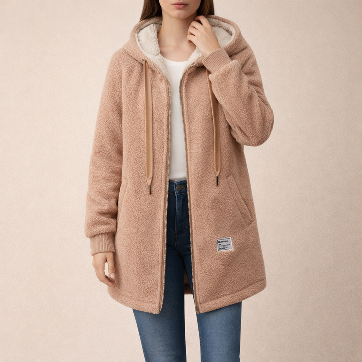 Natalia | Długa Bluza Z Pluszowym Kapturem