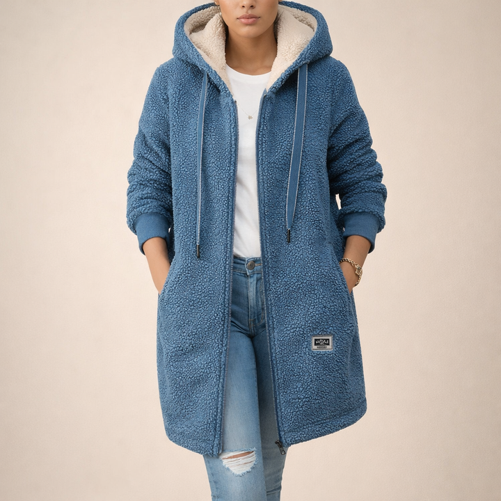 Natalia | Długa Bluza Z Pluszowym Kapturem