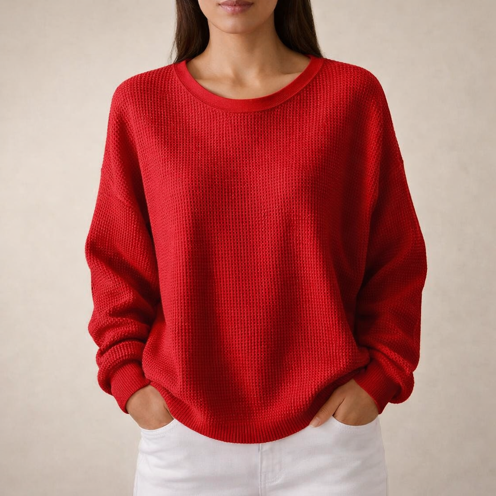 Maria | Waffle Bluza o Luźnym Kroju