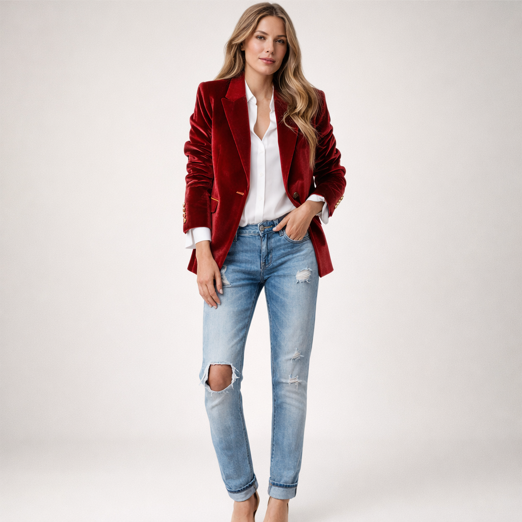 Veronica™ | Aksamitna marynarka taliowana