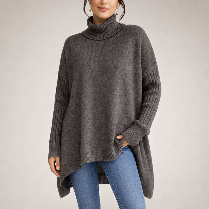 Ewa™ | Granatowy Sweter z Golfem Oversize