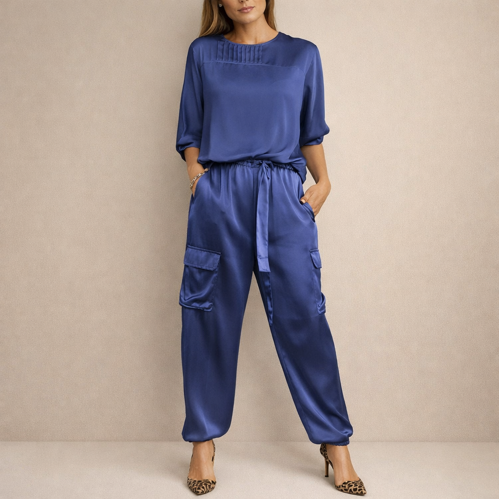 Clara | Luźny Satynowy Komplet Cargo