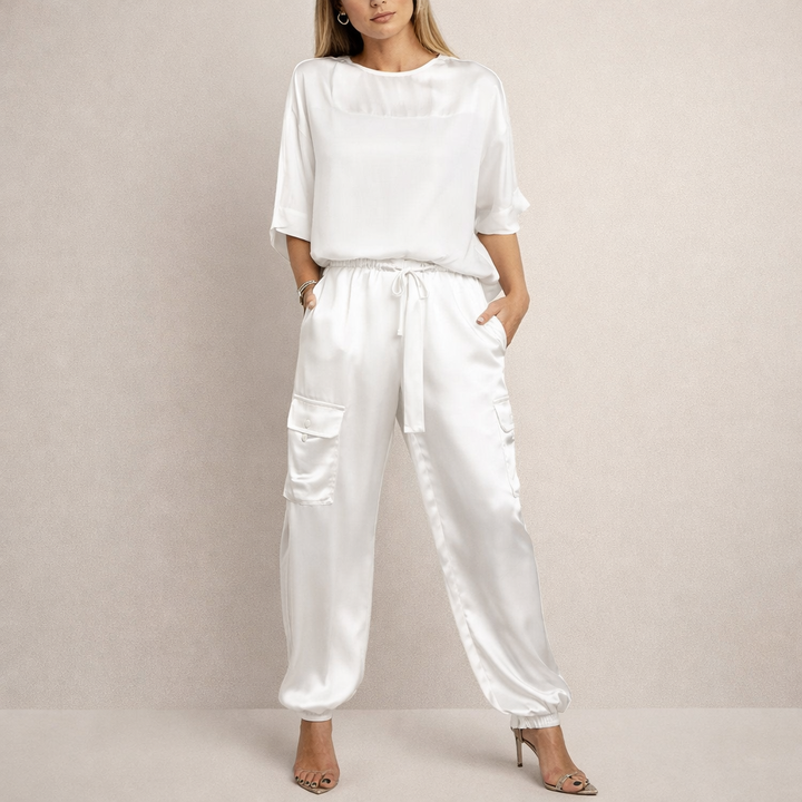 Clara | Luźny Satynowy Komplet Cargo