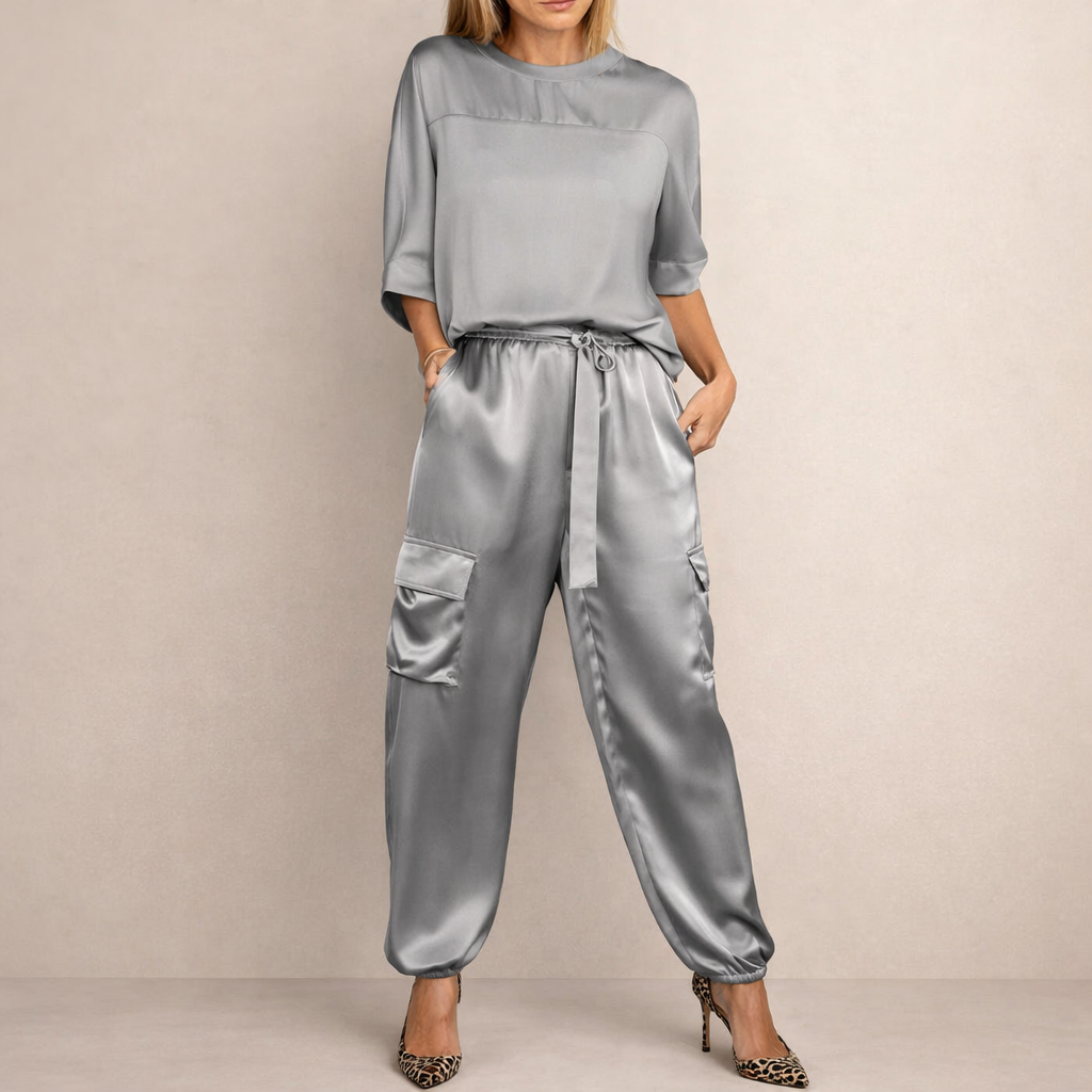 Clara | Luźny Satynowy Komplet Cargo