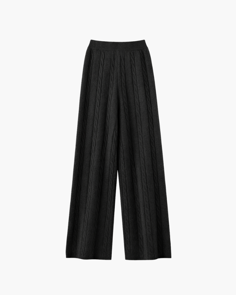 Monika | Dzianinowe Spodnie z Prostą Nogawką