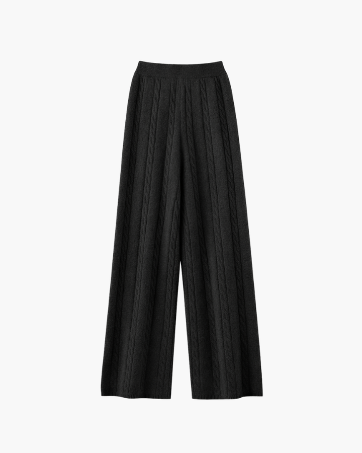 Monika | Dzianinowe Spodnie z Prostą Nogawką