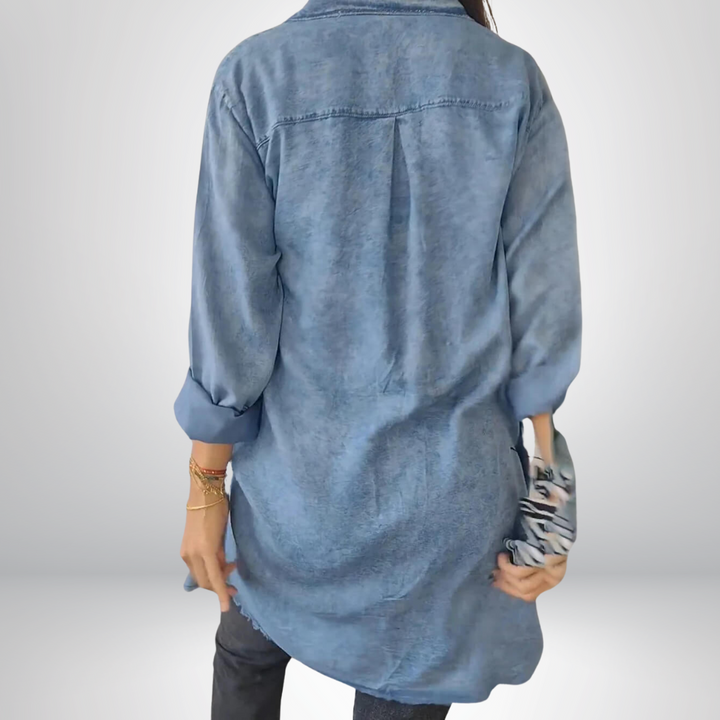 Zara™ | Długa koszulowa kurtka jeansowa