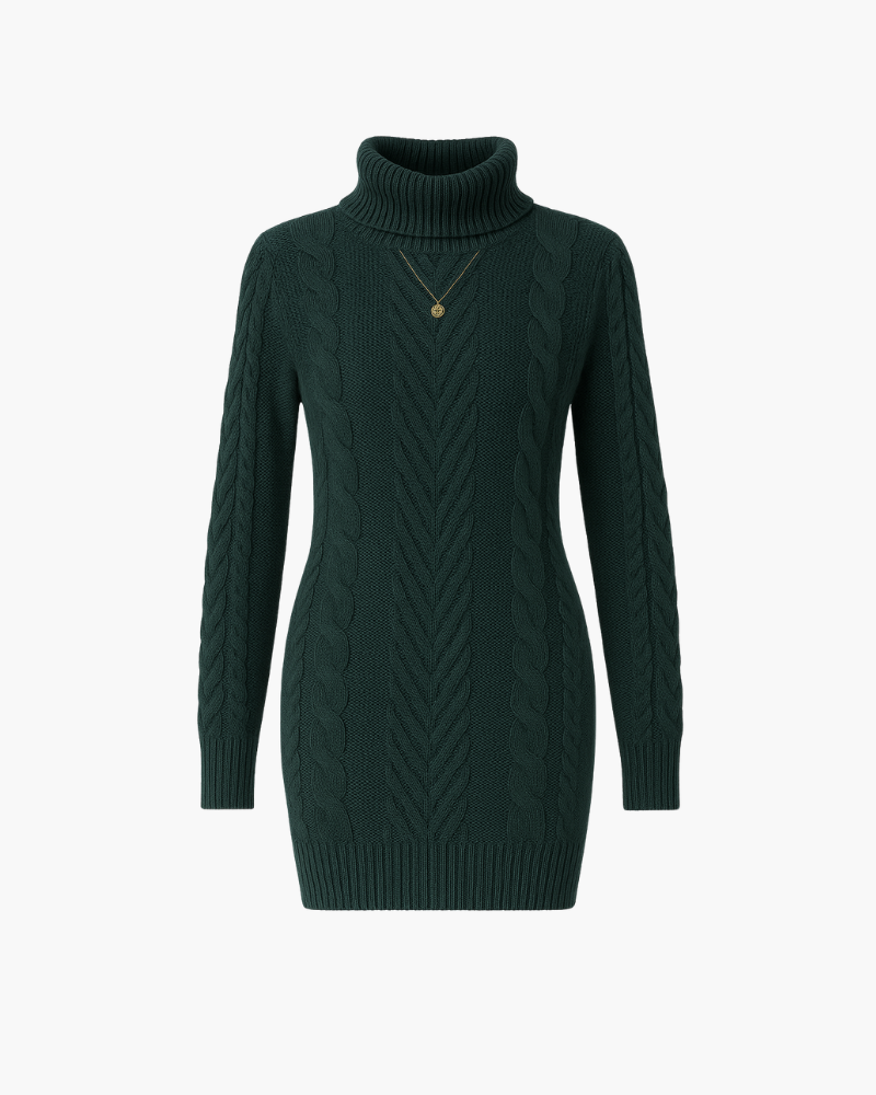 Maria | Brązowa Dzianinowa Sukienka Golf