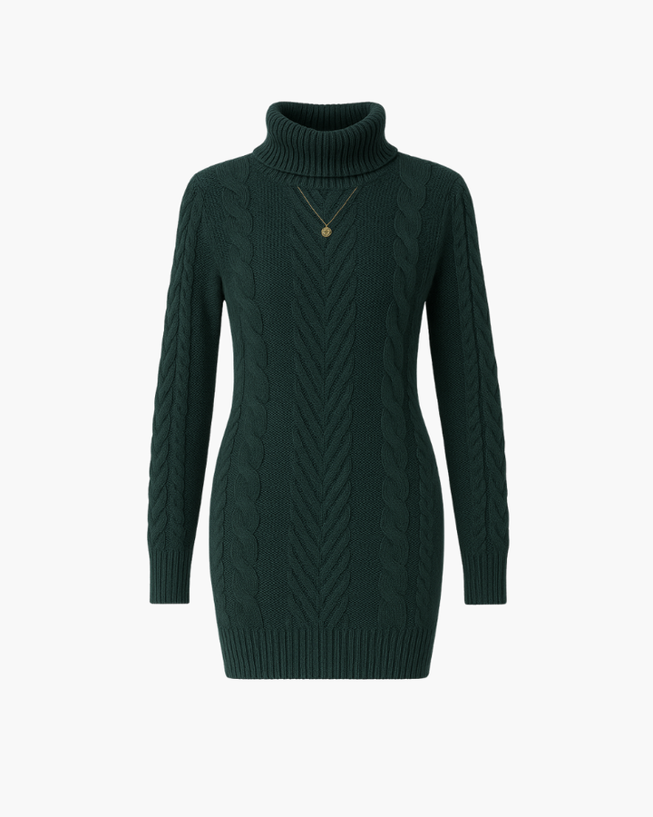 Maria | Brązowa Dzianinowa Sukienka Golf