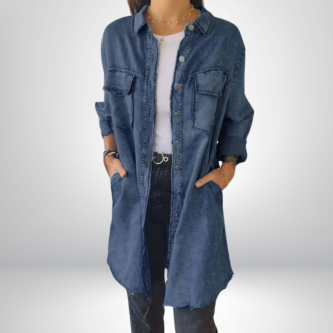 Zara™ | Długa koszulowa kurtka jeansowa