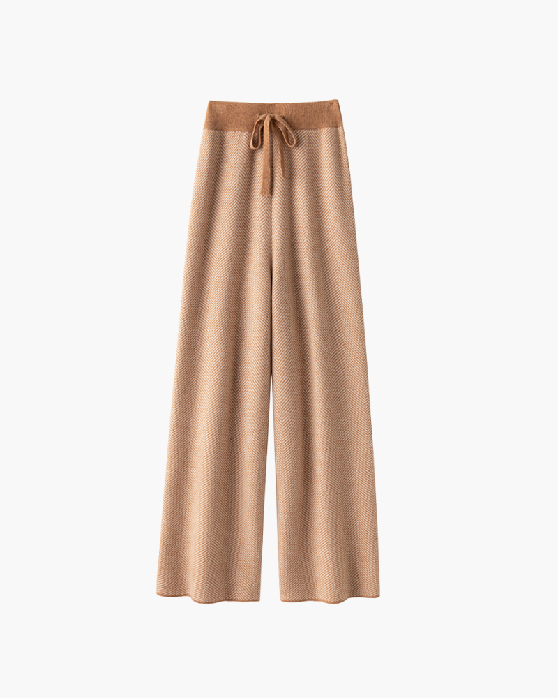 Ewa | Dzianinowe Spodnie z Regulacją w Pasie