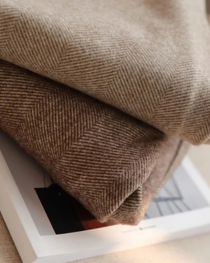 Klara | Beżowe Klasyczne Spodnie z Wysokim Stanem