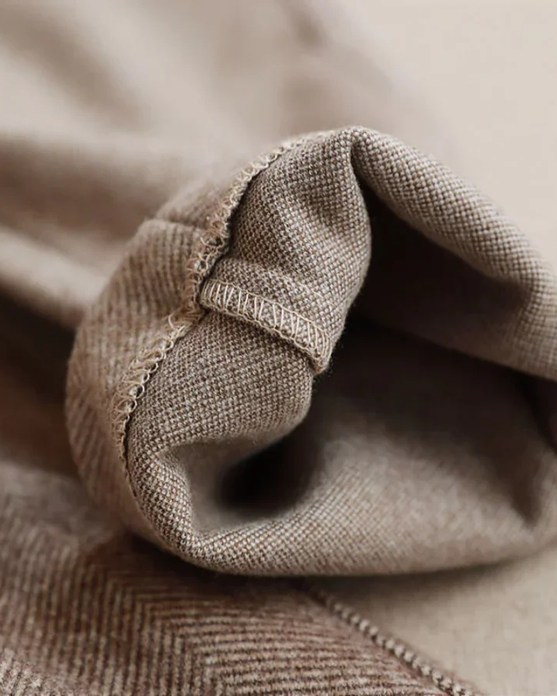 Klara | Beżowe Klasyczne Spodnie z Wysokim Stanem