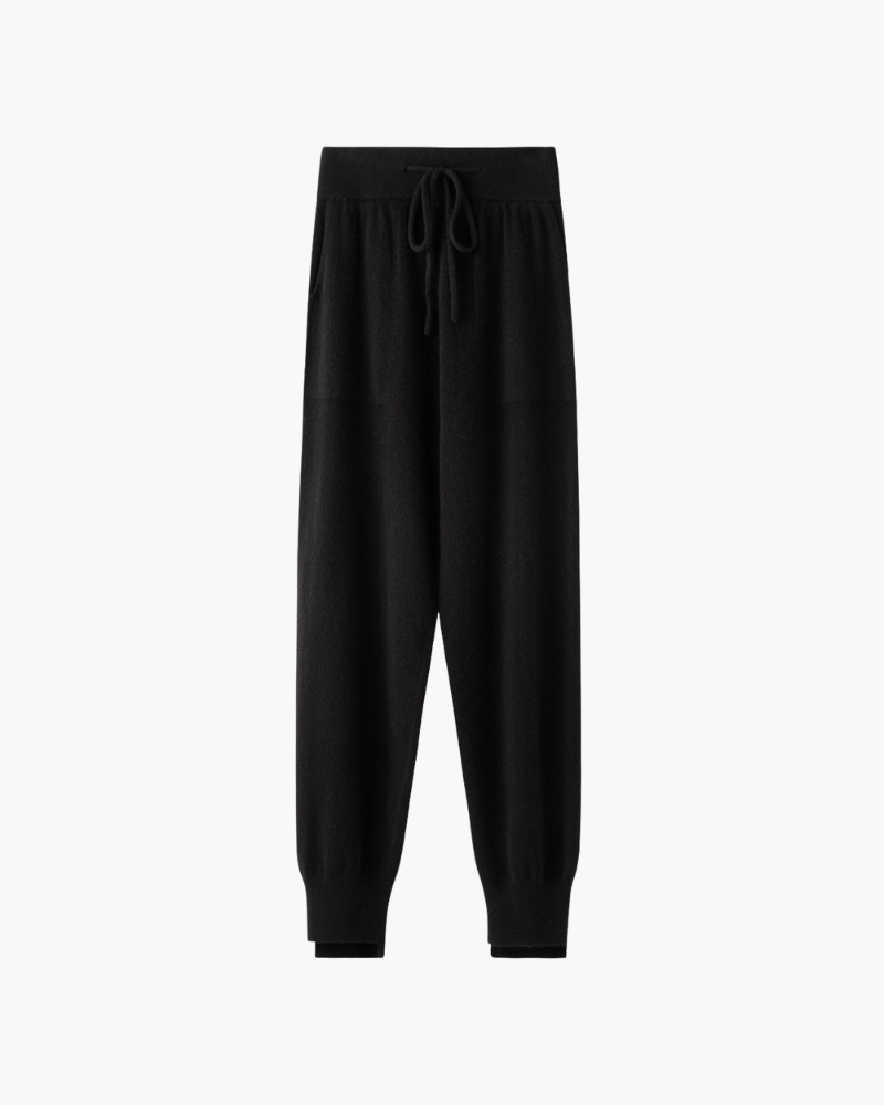 Elwira | Dzianinowe Spodnie z Nogawką Zwężaną