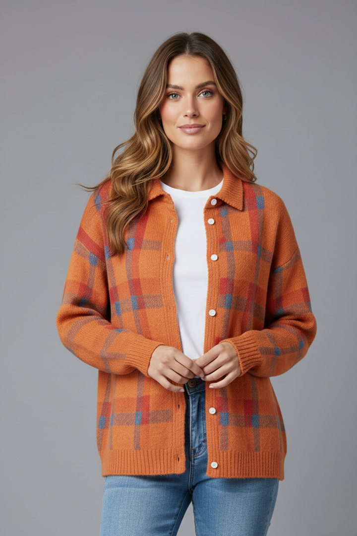 Agnieszka | Klasyczny Kardigan W Kratę