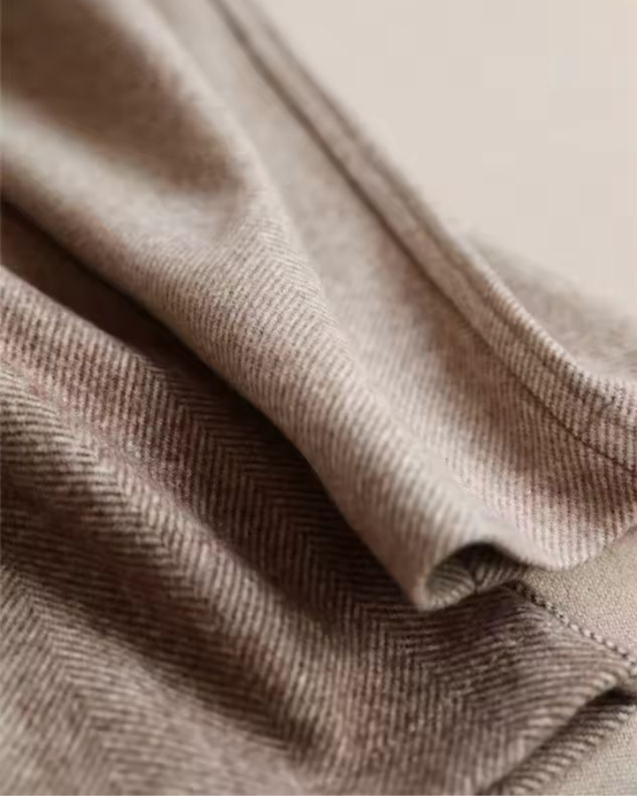 Klara | Beżowe Klasyczne Spodnie z Wysokim Stanem