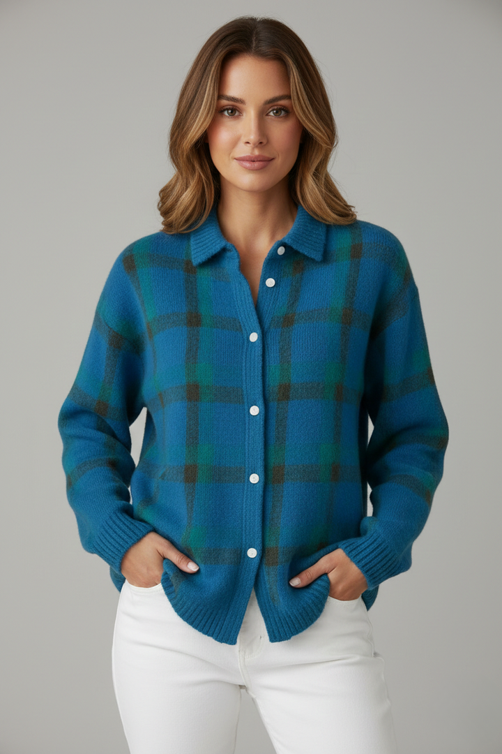 Agnieszka | Klasyczny Kardigan W Kratę