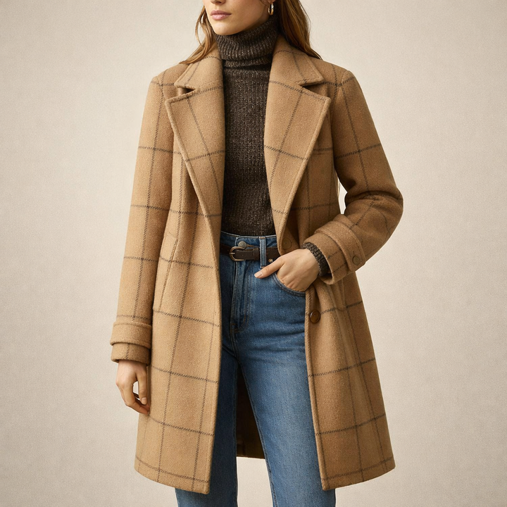 Barbara | Klasyczny Płaszcz w Kratę
