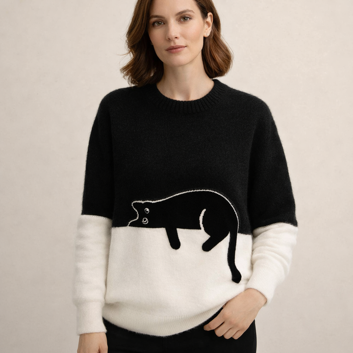 Elżbieta™ | Pluszowy Sweter z Kotem