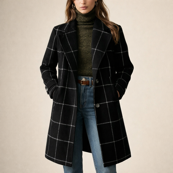 Barbara | Klasyczny Płaszcz w Kratę