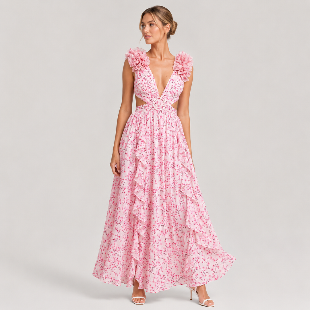 Daniela | Vestido Largo Floral con Escote en V