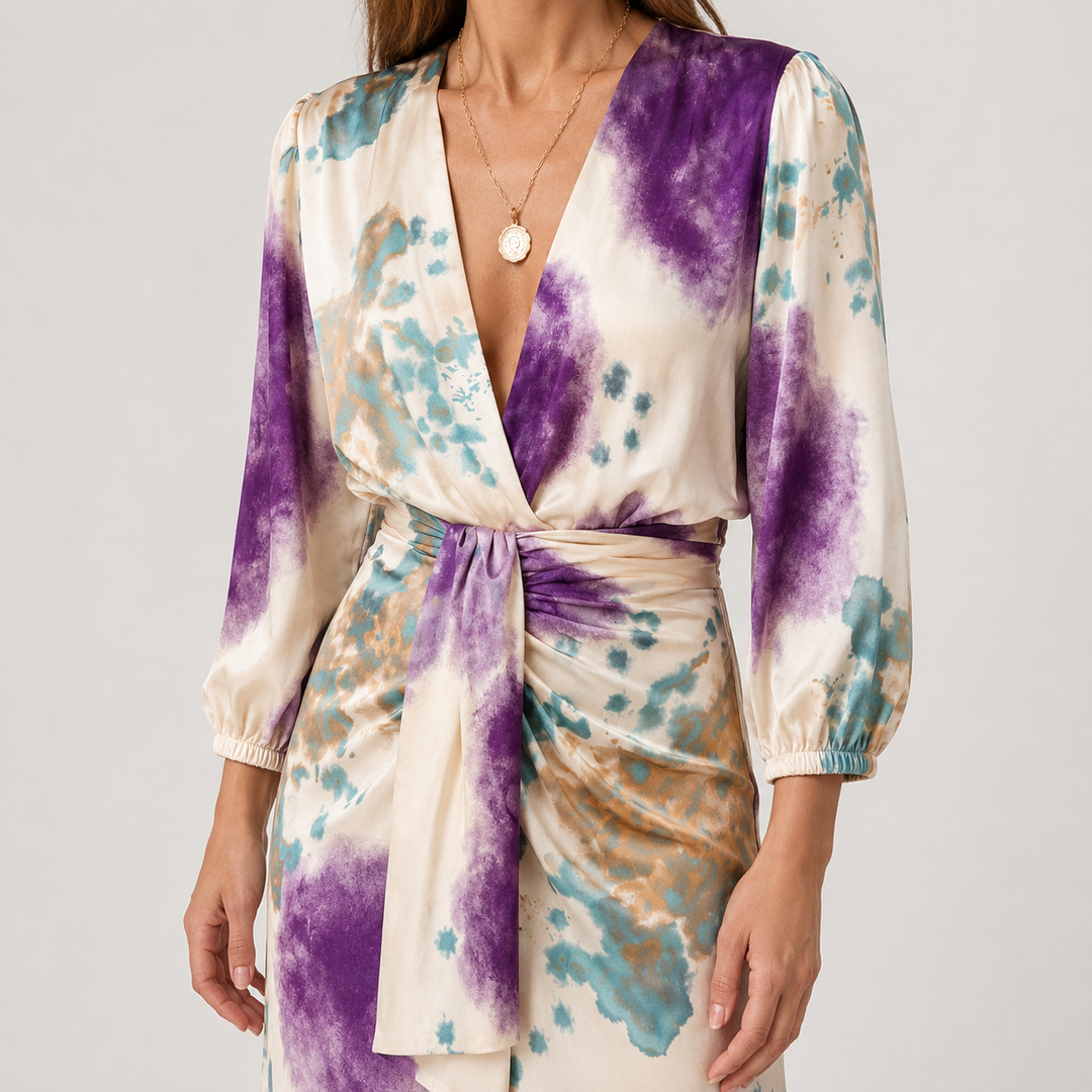 Valeria | Conjunto Estampado de Blusa y Falda Midi
