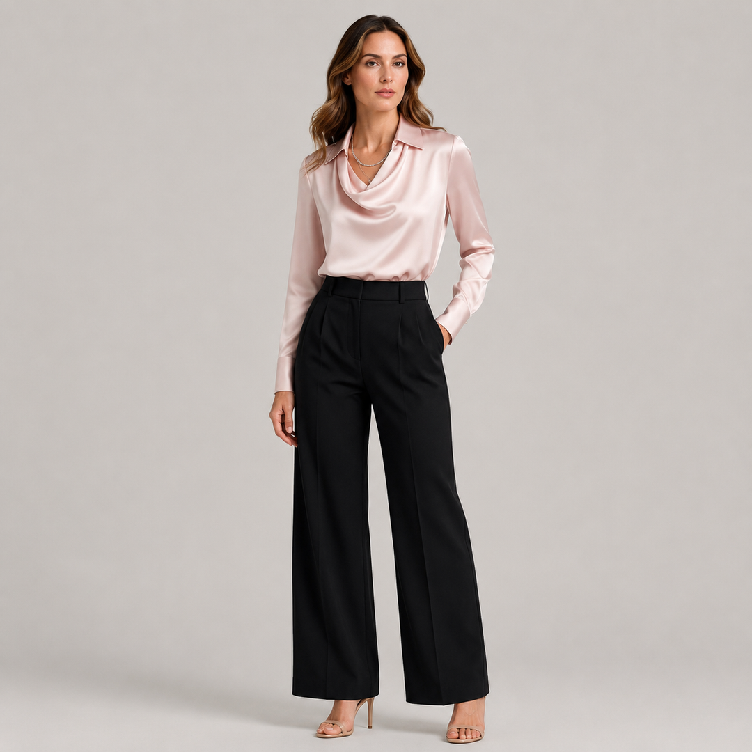 Zofia | Blusa Satinada con Cuello Drapeado