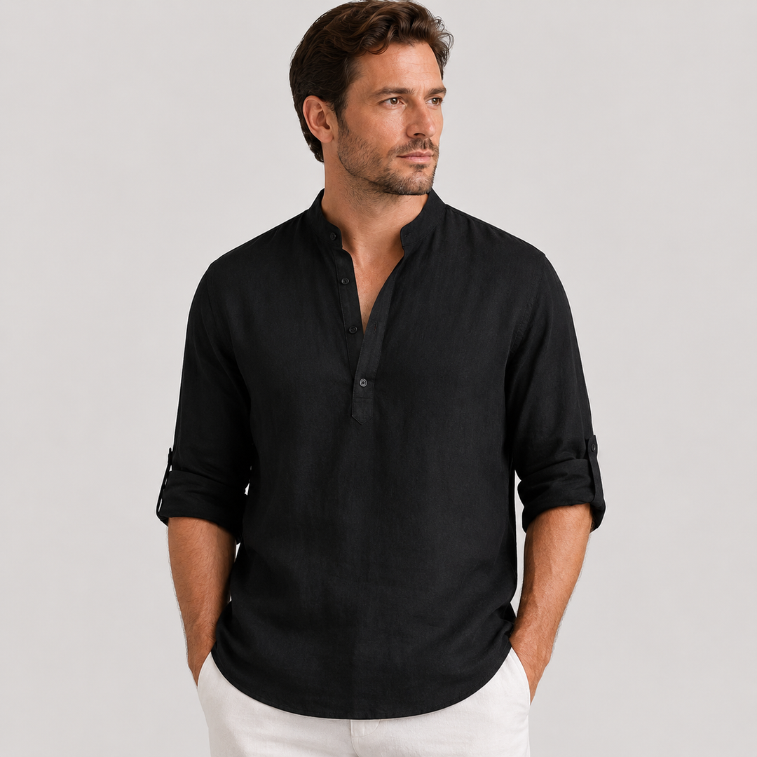 Mateo | Camisa de Lino Casual con Cuello Mao